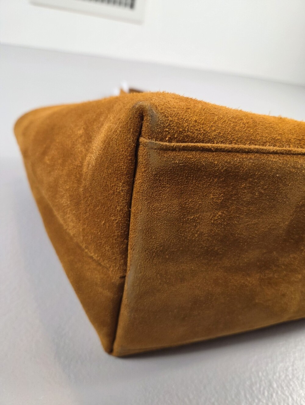 Madewell The Zip-Top Essential Suede Office Work Laptop Tote in Dark Camel Brown - Picture 14 of 15